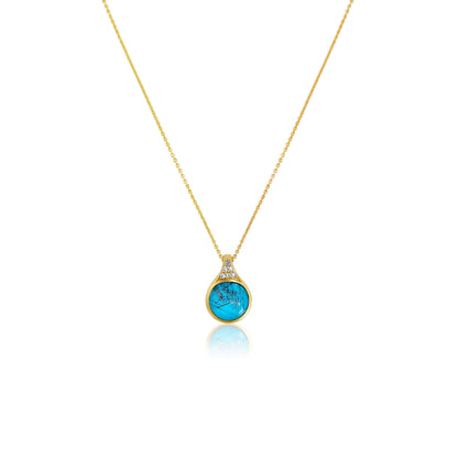 Turquoise Diamond Drop Necklace