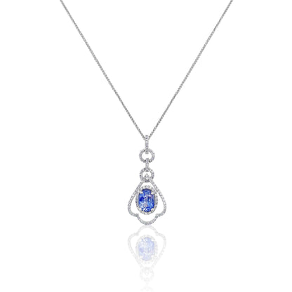 Cornflower Blue Sapphire and Diamond Necklace