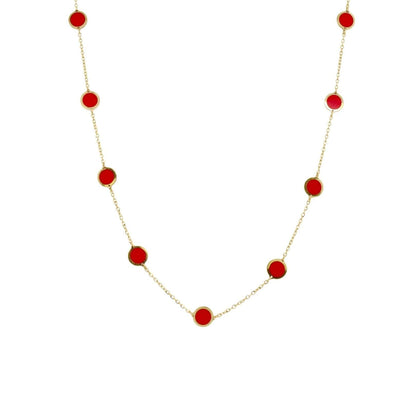 Coral Circle Station Necklace