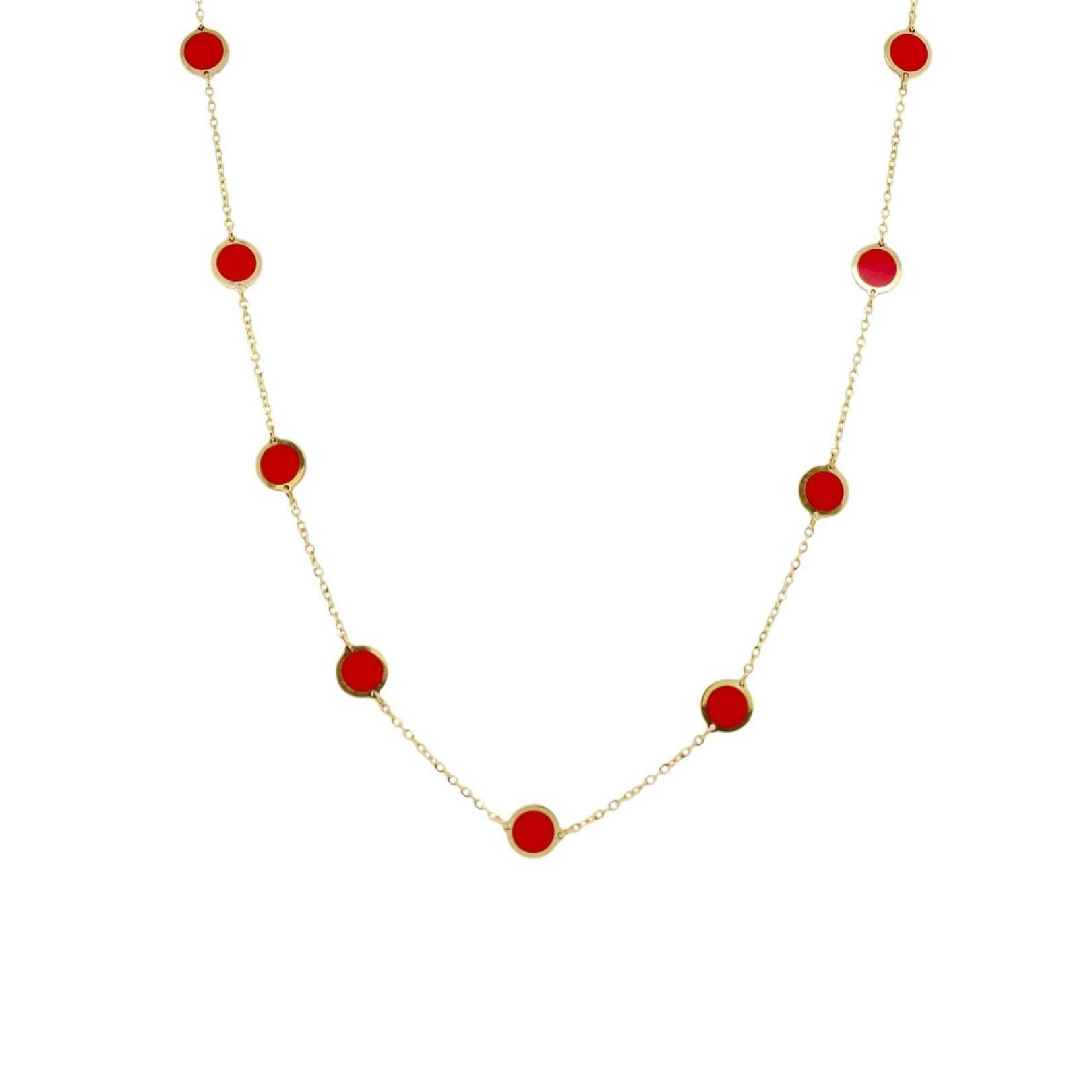 Coral Circle Station Necklace