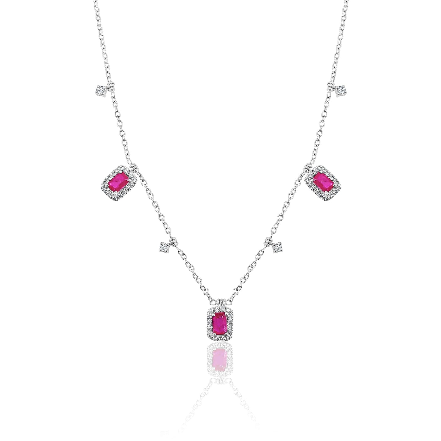 Dangling Ruby and Diamond Necklace