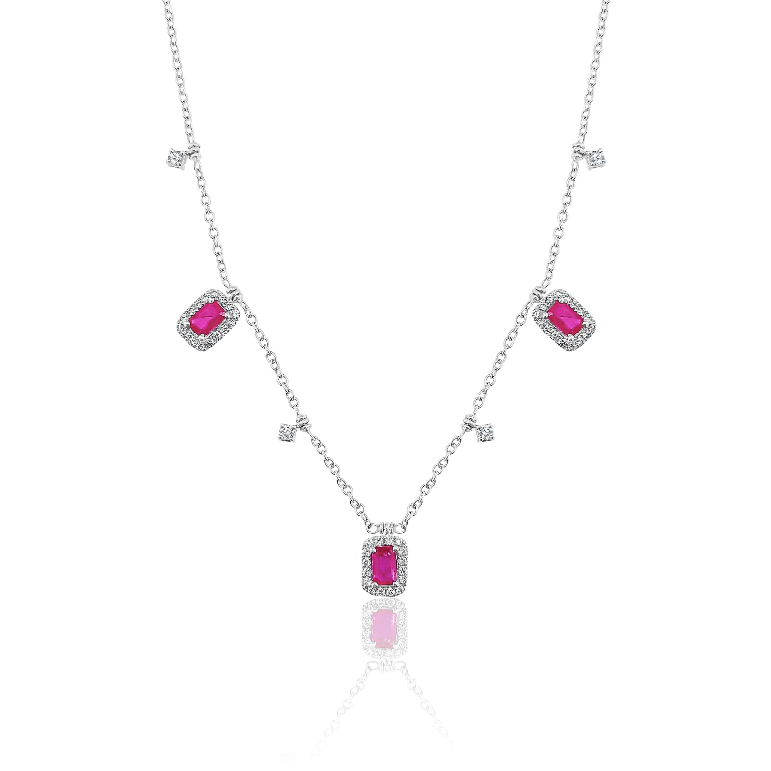 Dangling Ruby and Diamond Necklace