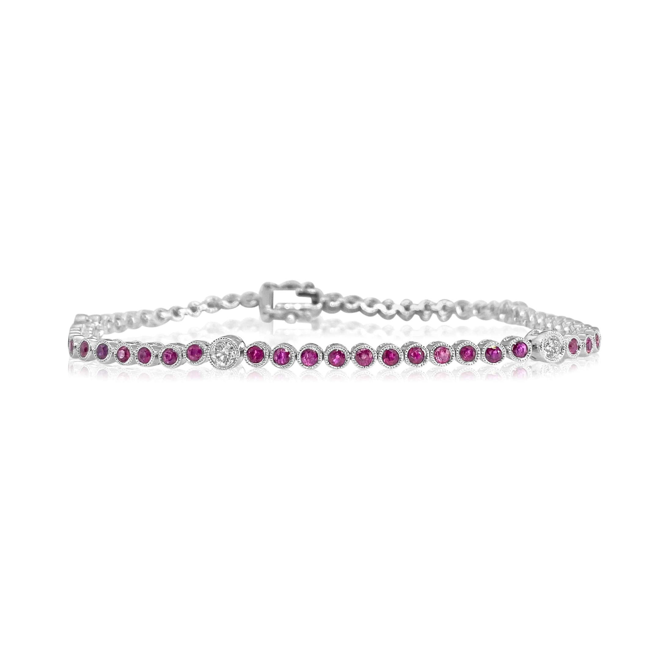 Ruby and Diamond Bezel Tennis Bracelet