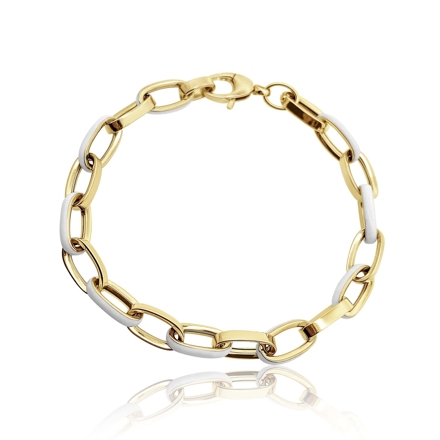 White Enamel Chain Link Bracelet