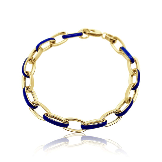 Blue Enamel Chain Link Bracelet