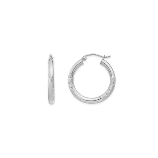 Mini Textured White Gold Hoops