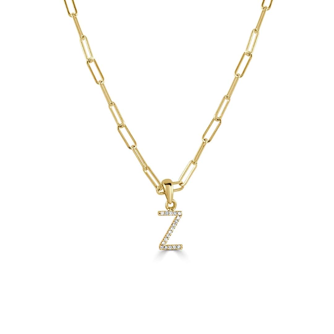 Diamond Initial Paperclip Necklace