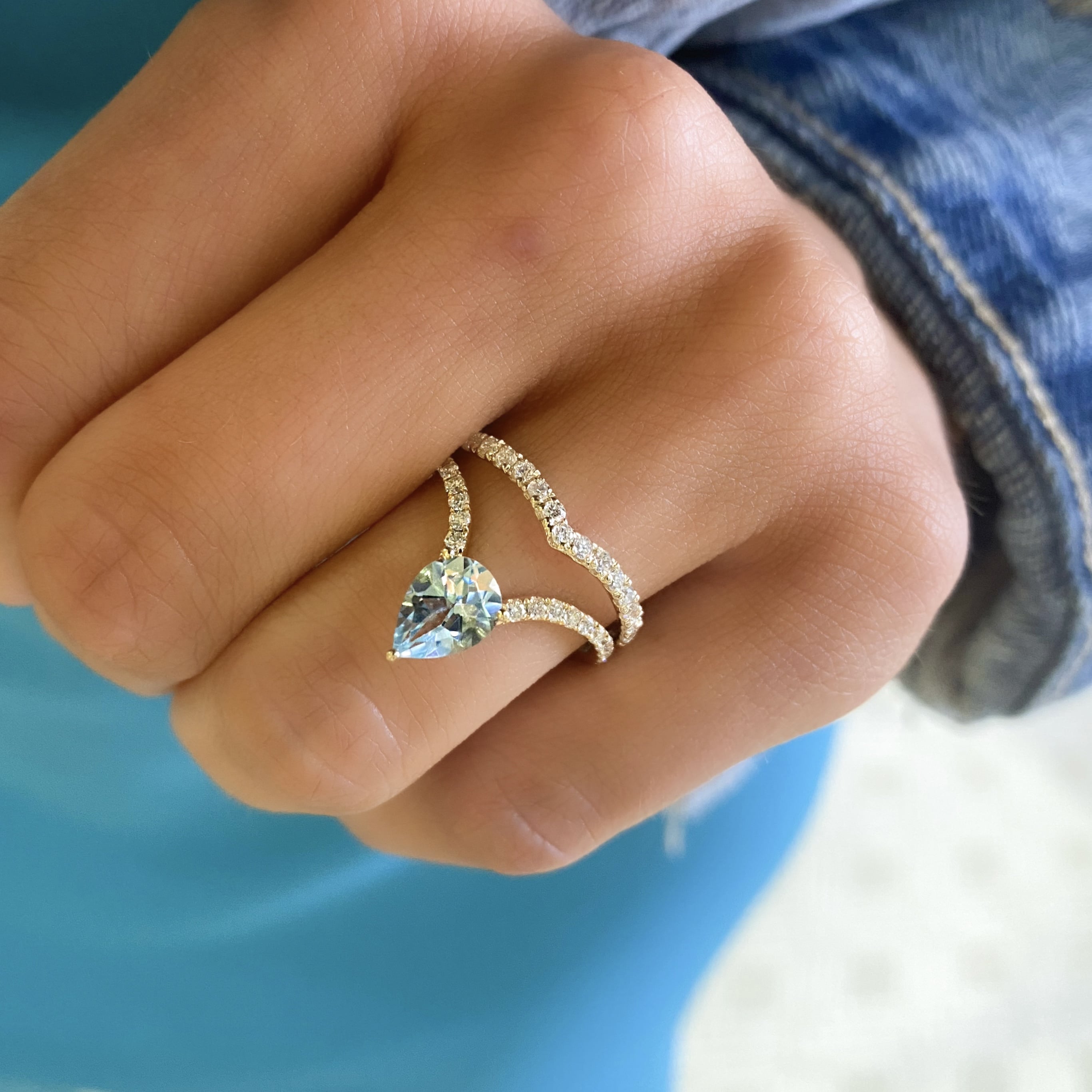 Sky Blue Topaz and Diamond Ring