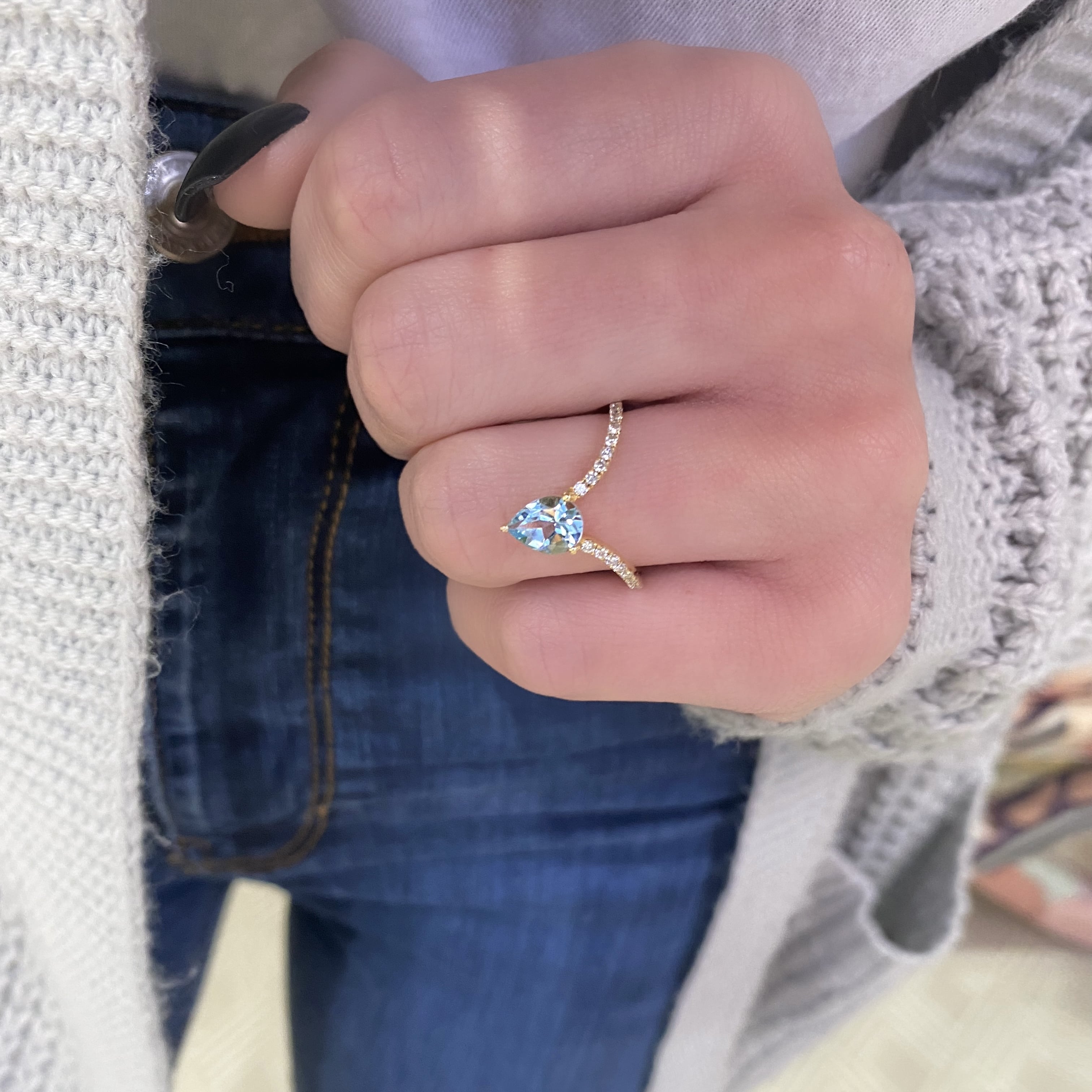 Sky Blue Topaz and Diamond Ring