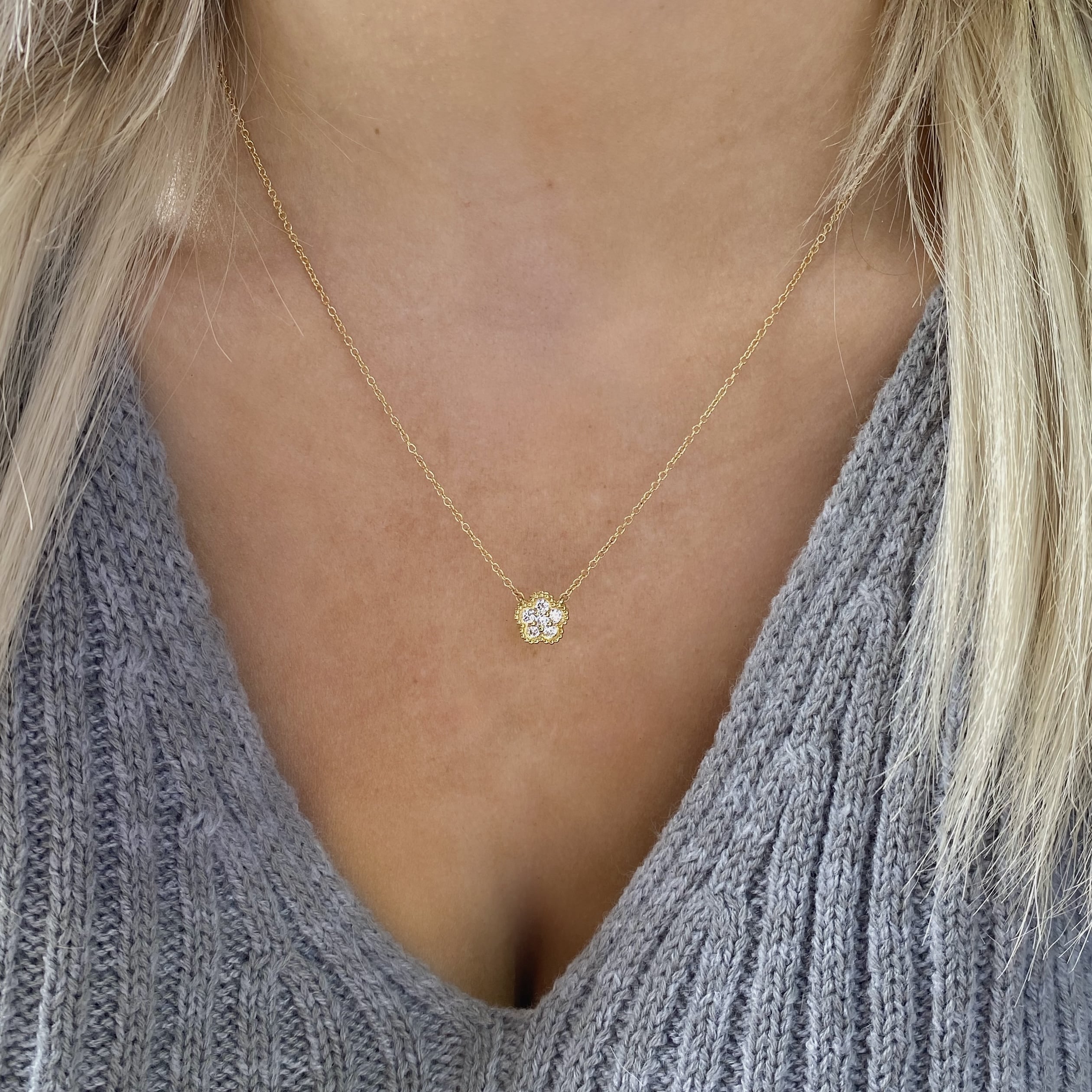Mini Diamond Flower Necklace – San Antonio Jewelry