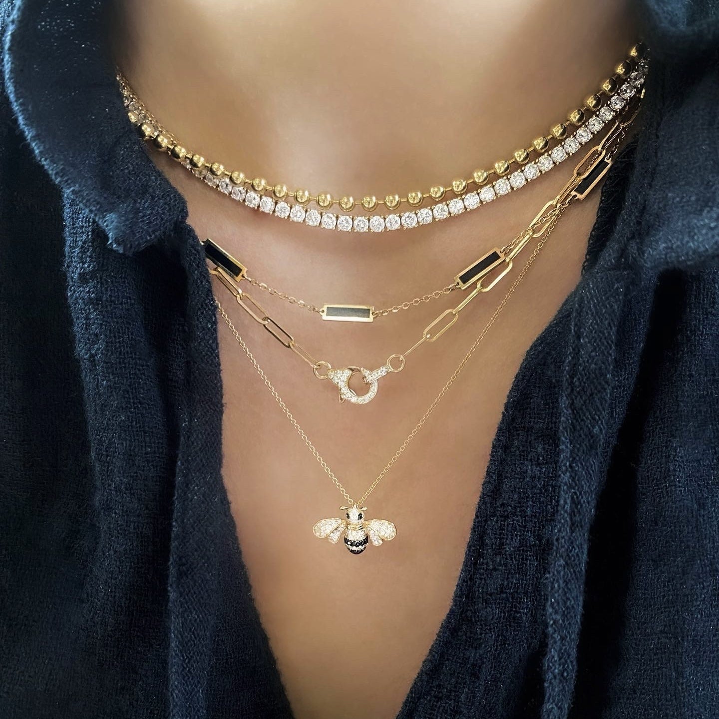 18k White Gold 2.19ctw Diamond Double Drop Tennis Necklace – Raymond Lee  Jewelers