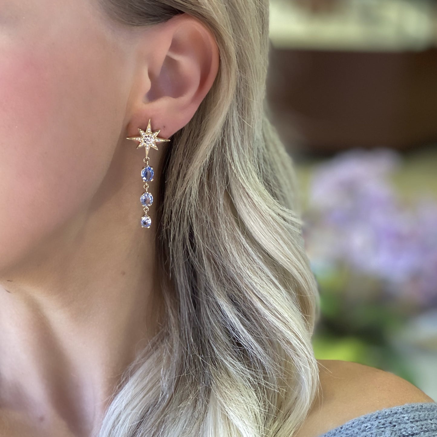 Starry Night Sapphire and Diamond Earrings