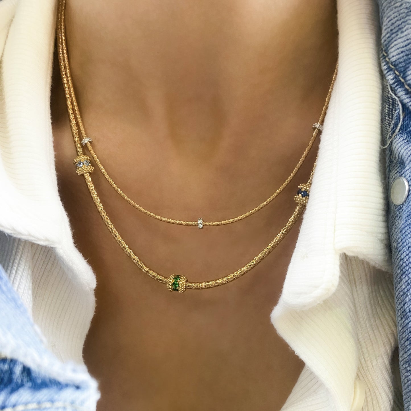 Textured Gemstone Accent Necklace