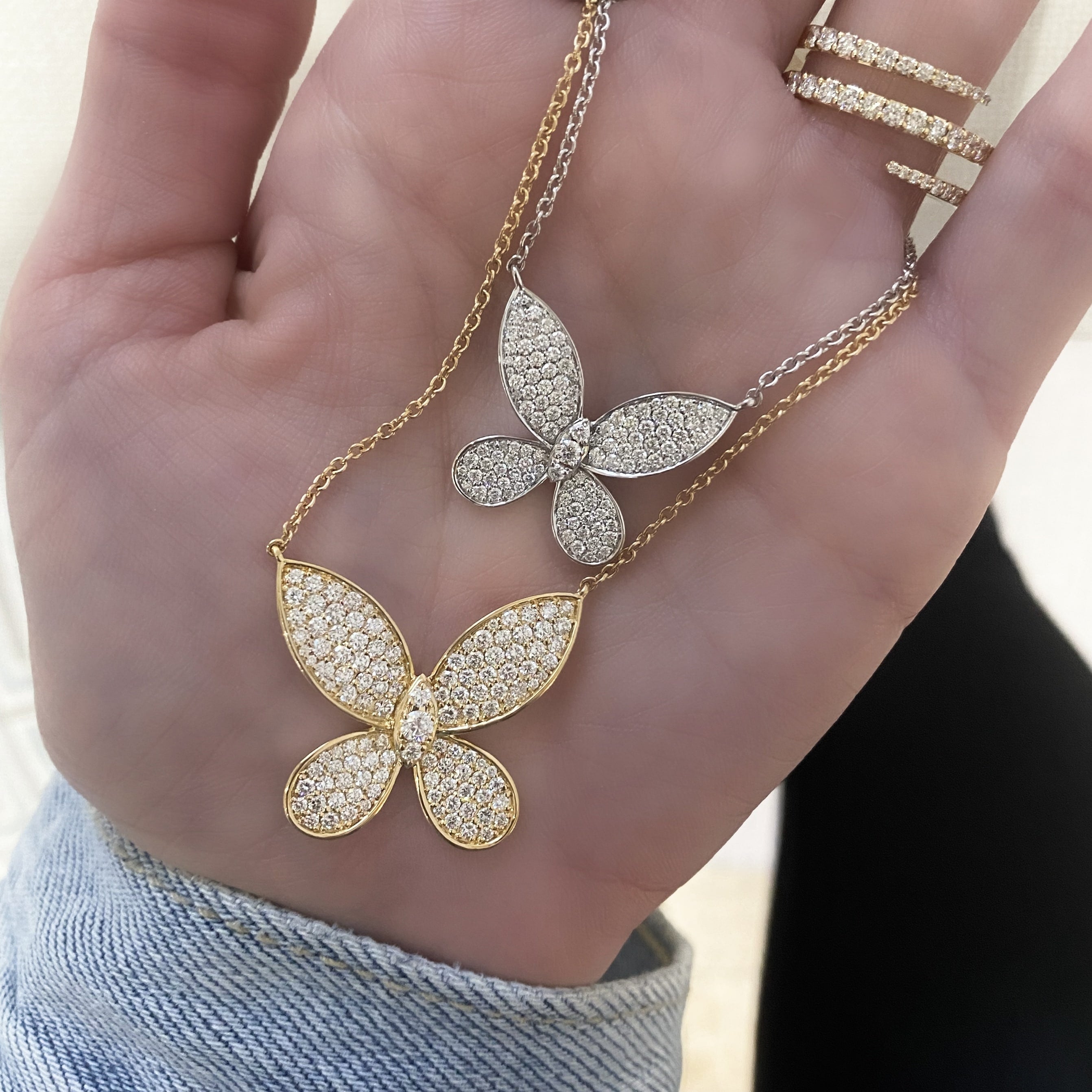 18ct yellow gold, diamond and enamel butterfly necklace – Chatsworth Shop