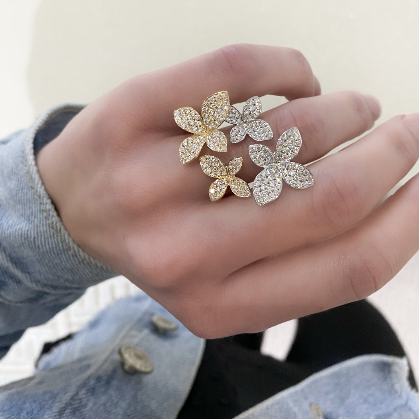 Pavé Diamond Flower Ring