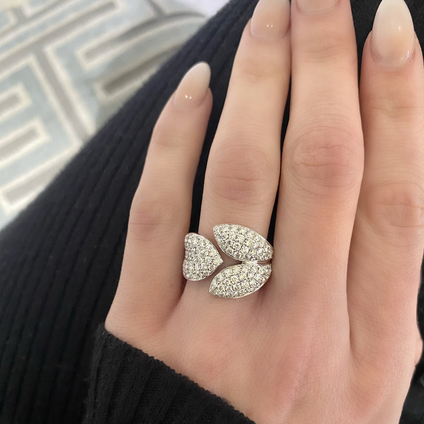 Wrap Around Pavé Diamond Leaf Ring