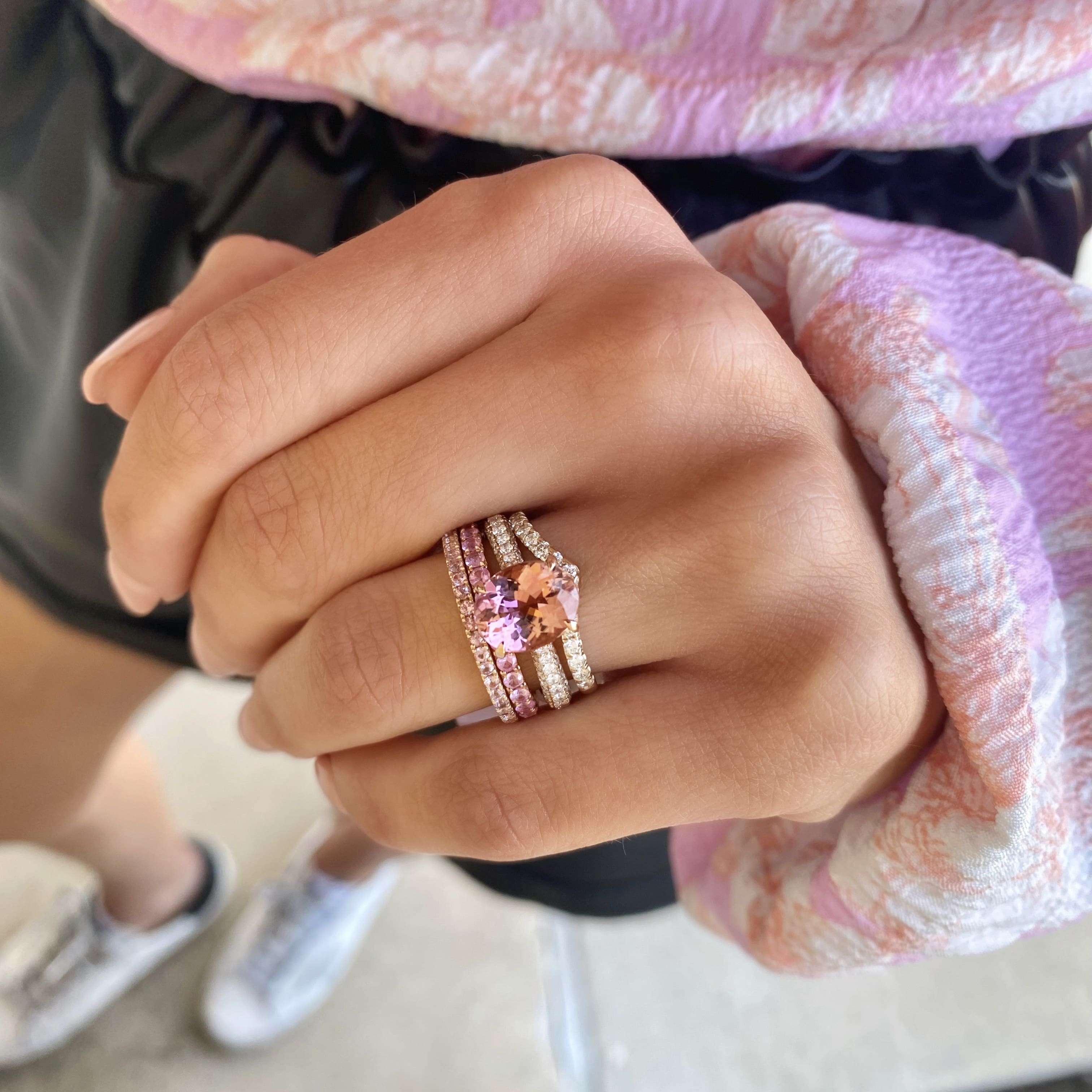 Pink Tourmaline Stack Band