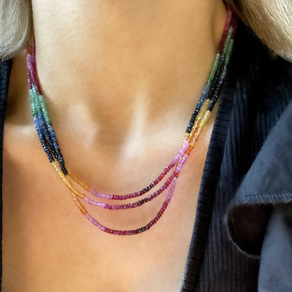Beaded Rainbow Sapphire Necklace