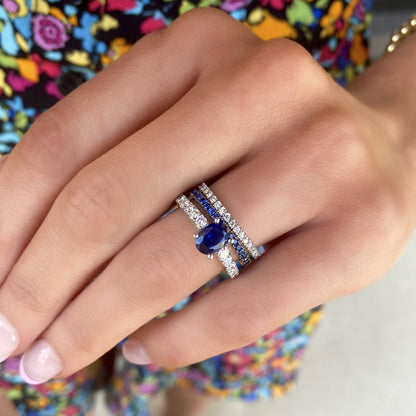 Sapphire and Pavé Diamond Ring