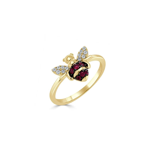 Ruby and Diamond Bee Ring