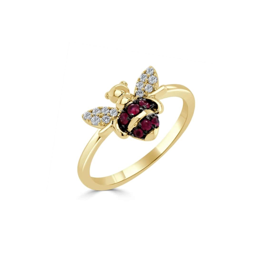 Ruby and Diamond Bee Ring