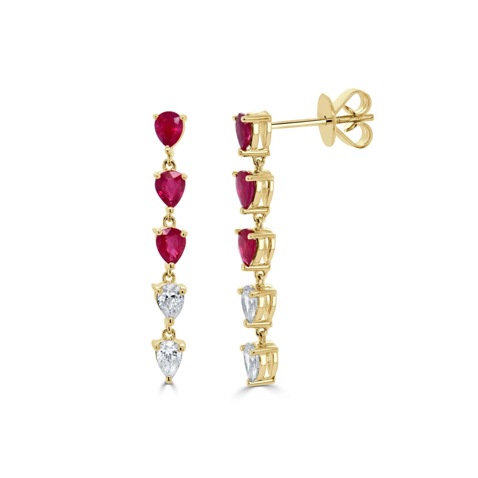 Ruby and Diamond Drop Earrings