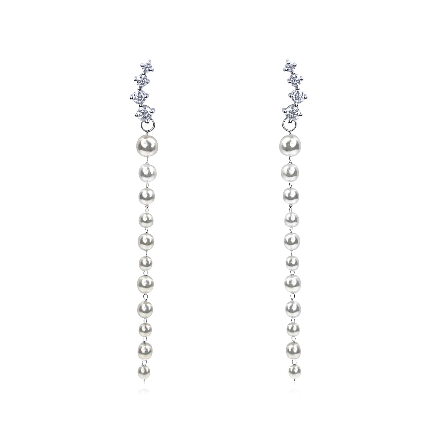 Diamond and Akoya Pearl Strand Earrings