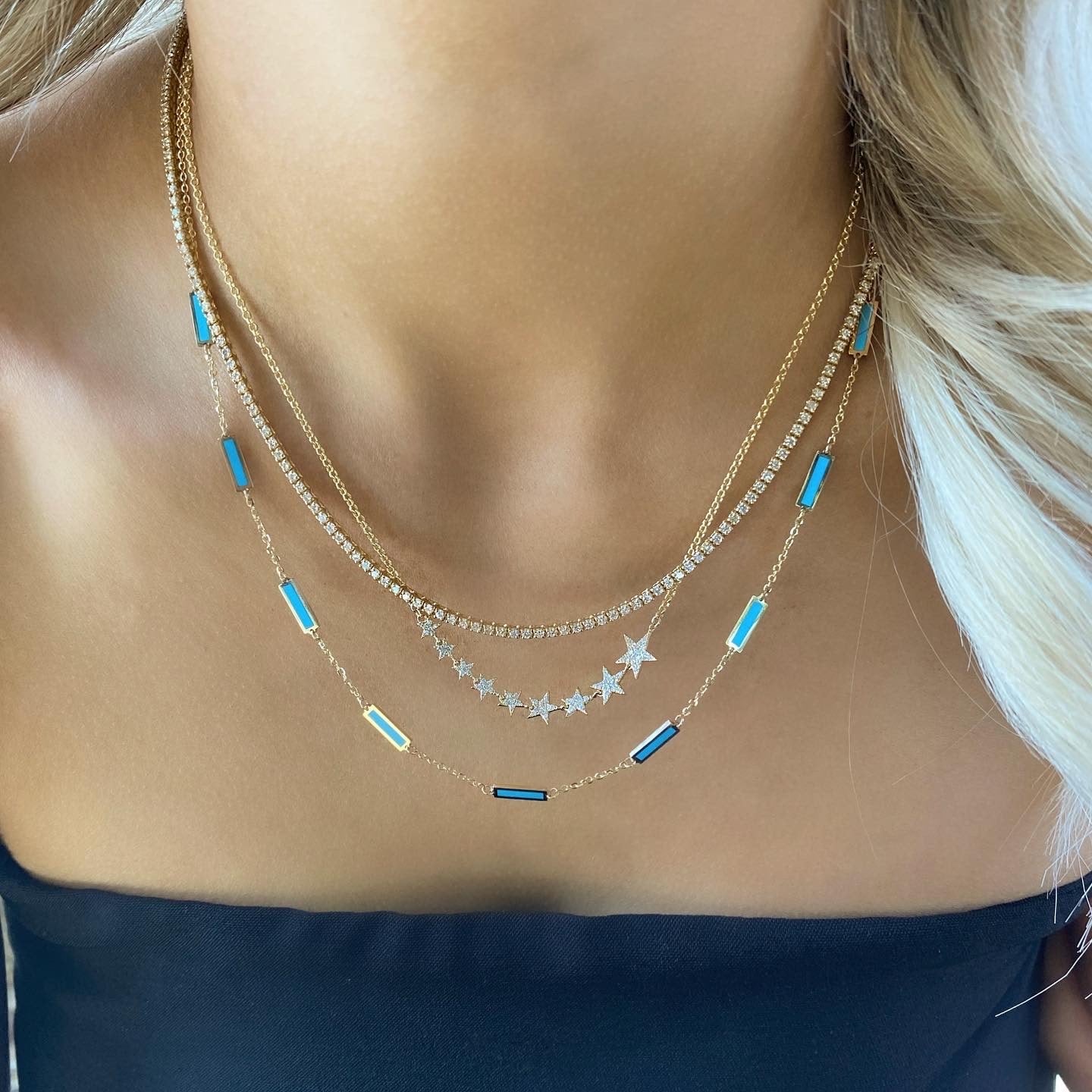 Turquoise Bar Station Necklace